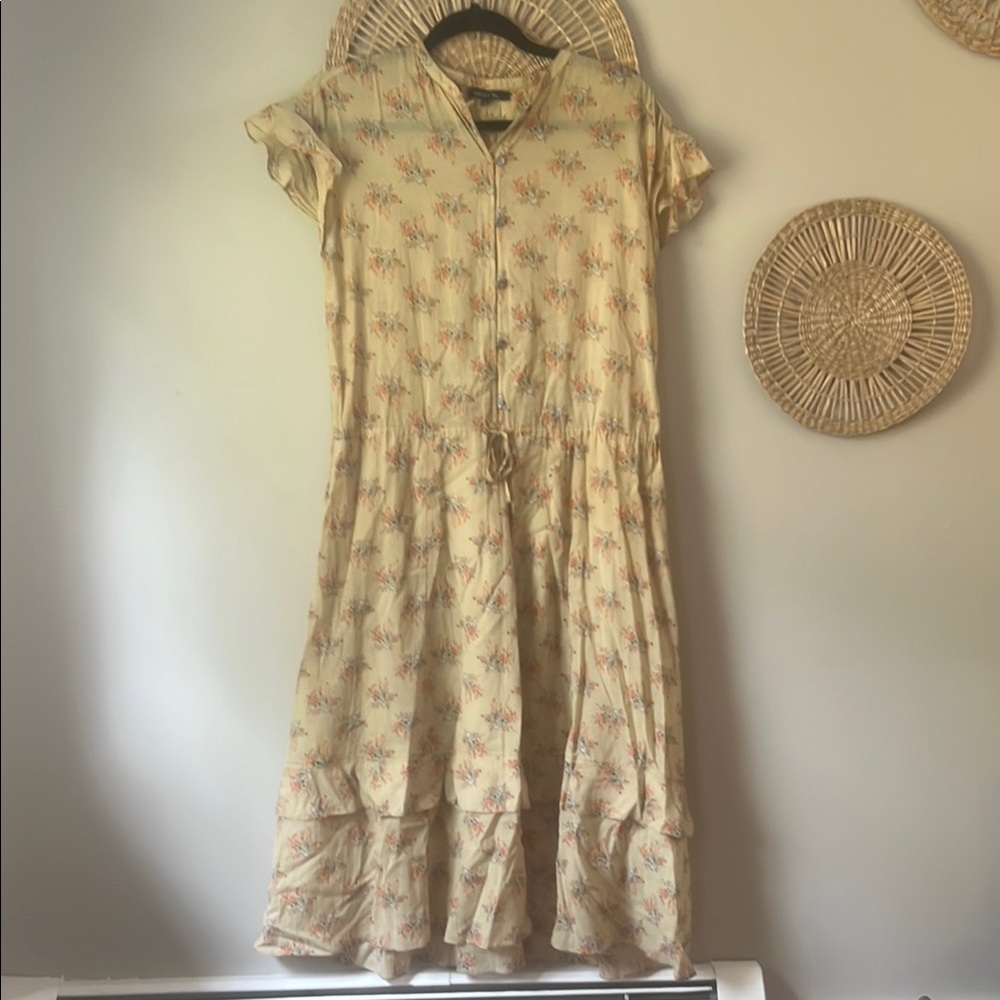 Soeur Cream Floral Midi Dress